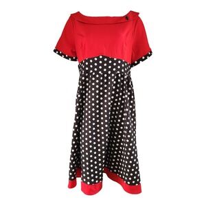 Dress Womens Size 2XL Black Red Polka Dot Classic Pin Up Rockabilly Dapper Days